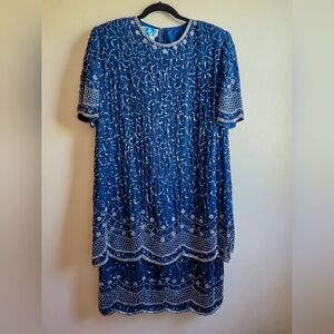 Vintage Brilliante by J.A. Beaded Evening Dress 100% Silk